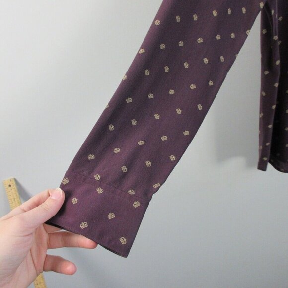 Club Monaco 100% Silk Button Down Long Sleeve Shirt Women's Maroon Formal 86 - Picture 7 of 11